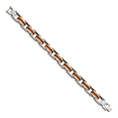 Black Stainless Steel Black Orange Link Bracelet – view 4