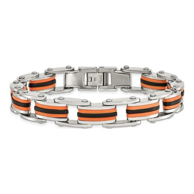 Black Stainless Steel Black Orange Link Bracelet – view 5
