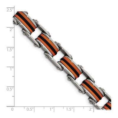 Black Stainless Steel Black Orange Link Bracelet – view 6