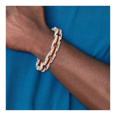 Black Stainless Steel Black Orange Link Bracelet – view 7