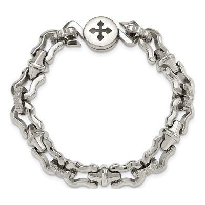 Stainless Steel Black Rubber Cross Bracelet – view 5