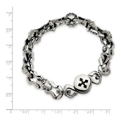 Stainless Steel Black Rubber Cross Bracelet – view 6