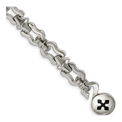 Stainless Steel Black Rubber Cross Bracelet