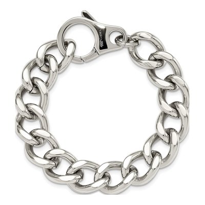 Men's Stainless Steel 15mm Curb Chain Bracelet – view 5