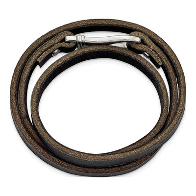 Stainless Steel Leather Wrap Bracelet – view 4