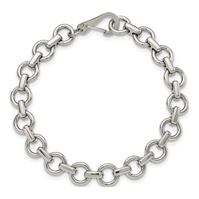 Stainless Steel 9mm Circle Fancy Link Chain Bracelet – view 5