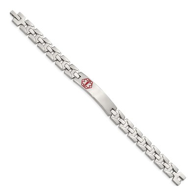 Stainless Steel Red Enamel Medical ID Bracelet – view 4