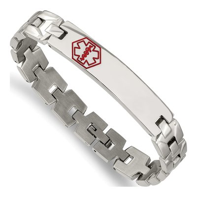 Stainless Steel Red Enamel Medical ID Bracelet – view 5