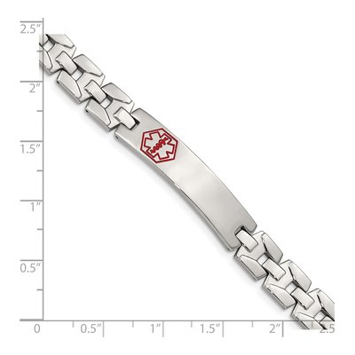 Stainless Steel Red Enamel Medical ID Bracelet – view 6