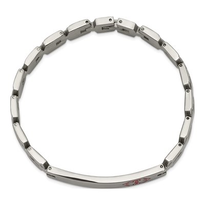 Stainless Steel Red Enamel Medical ID Bracelet – view 7