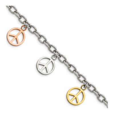 Stainless Steel Peace Sign Bracelet