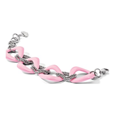 Stainless Steel 29mm Pink Ceramic Open Fancy Link Chain Bracelet – view 7