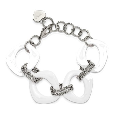 Stainless Steel 29mm Ceramic Open Fancy Link Chain Bracelet – view 5