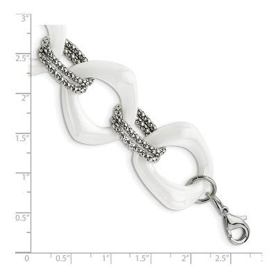 Stainless Steel 29mm Ceramic Open Fancy Link Chain Bracelet – view 6