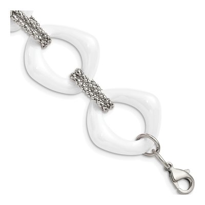 Stainless Steel 29mm Ceramic Open Fancy Link Chain Bracelet