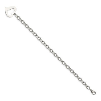 Stainless Steel 5mm Open Heart Cable Chain Bracelet – view 4