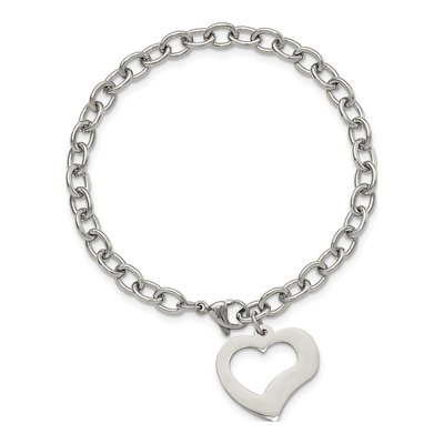 Stainless Steel 5mm Open Heart Cable Chain Bracelet – view 5