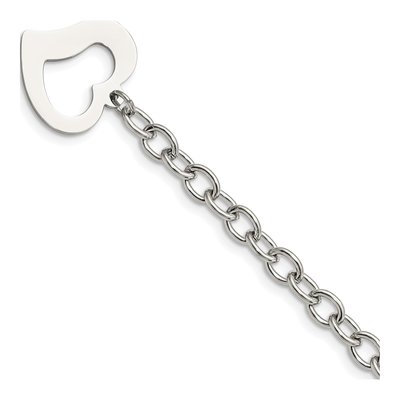 Stainless Steel 5mm Open Heart Cable Chain Bracelet