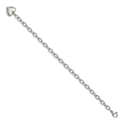 Stainless Steel 5mm Heart Open Cable Chain Bracelet – view 4