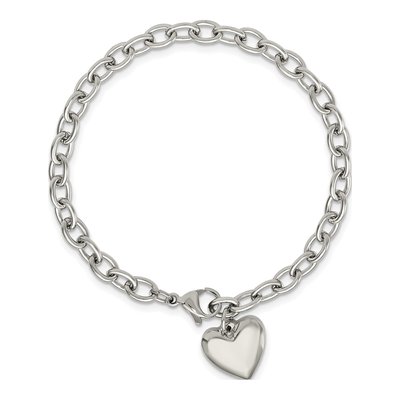 Stainless Steel 5mm Heart Open Cable Chain Bracelet – view 5