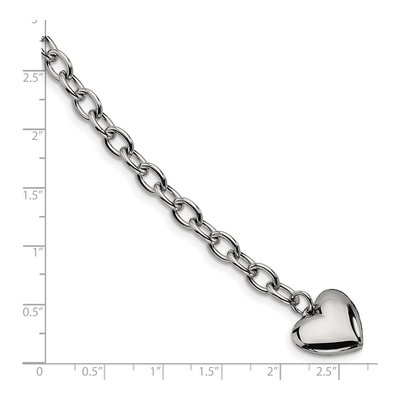 Stainless Steel 5mm Heart Open Cable Chain Bracelet – view 6