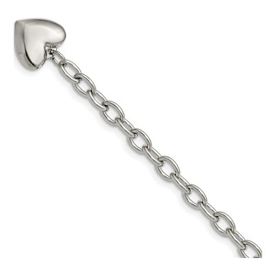 Stainless Steel 5mm Heart Open Cable Chain Bracelet