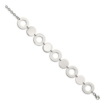 Stainless Steel 19mm Circle Fancy Link Chain Bracelet – view 4