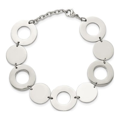 Stainless Steel 19mm Circle Fancy Link Chain Bracelet – view 5