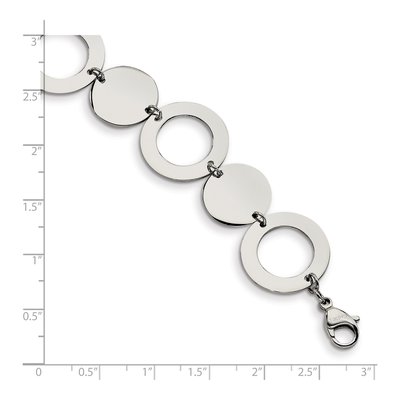 Stainless Steel 19mm Circle Fancy Link Chain Bracelet – view 6