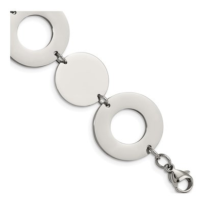 Stainless Steel 19mm Circle Fancy Link Chain Bracelet