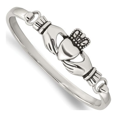 Stainless Steel Claddagh Bangle Bracelet