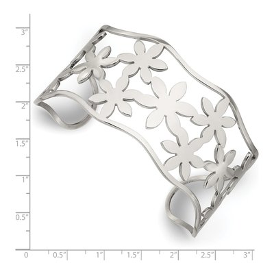 Stainless Steel Flower Cut-Out Cuff Bracelet – view 6