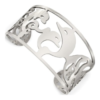 Stainless Steel Dolphins Cuff Bracelet