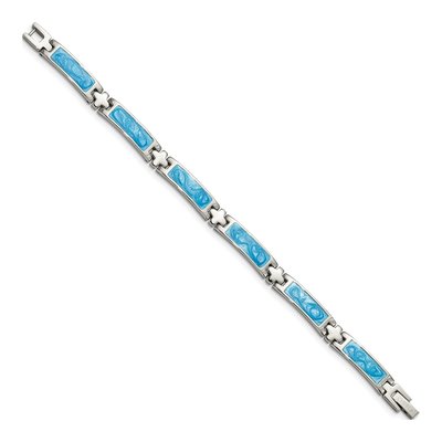 Chisel Stainless Steel Blue Enamel Link Bracelet – view 4