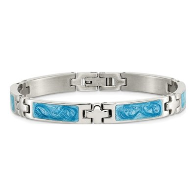 Chisel Stainless Steel Blue Enamel Link Bracelet – view 5