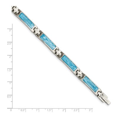 Chisel Stainless Steel Blue Enamel Link Bracelet – view 6