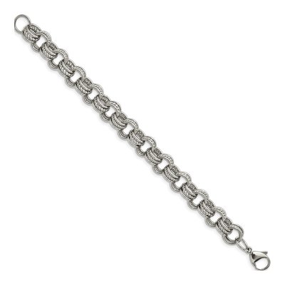 Stainless Steel 14mm Multi Fancy Link Chain Bracelet – view 4