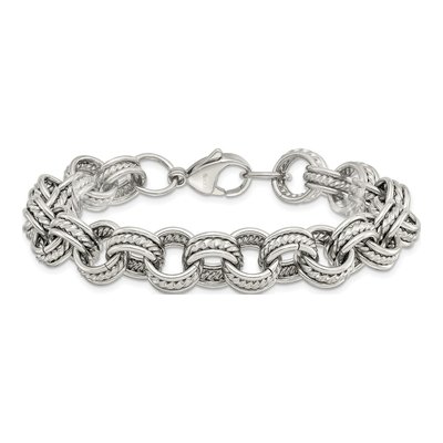 Stainless Steel 14mm Multi Fancy Link Chain Bracelet – view 5
