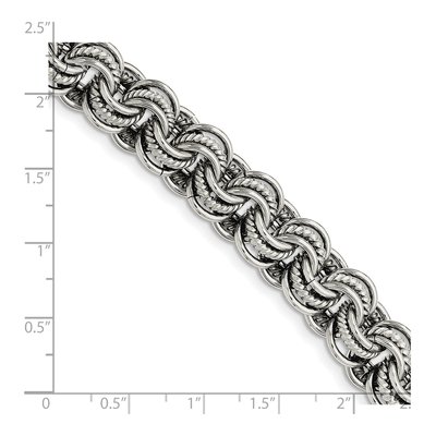 Stainless Steel 14mm Multi Fancy Link Chain Bracelet – view 6