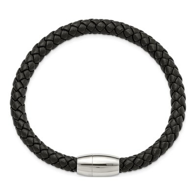 Stainless Steel Braided Leather Bracelet – view 6