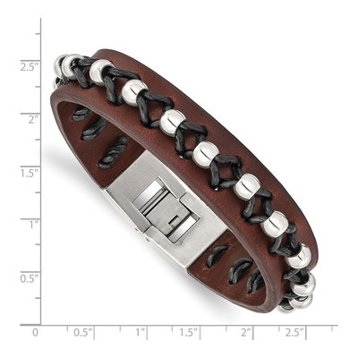 Stainless Steel Leather Bracelet – view 5