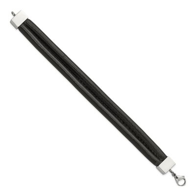 Stainless Steel Black Leather Bracelet – view 4