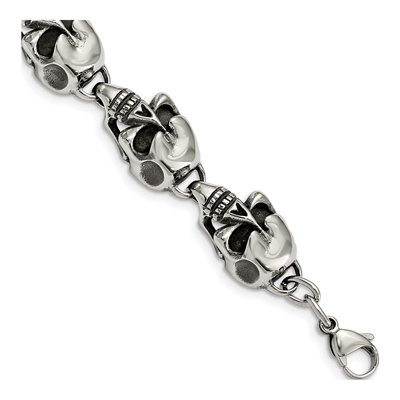 Stainless Steel Skull Link Bracelet