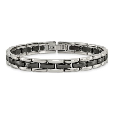 Stainless Steel Black Ceramic Link Bracelet – view 5