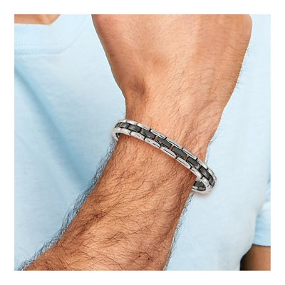 Stainless Steel Black Ceramic Link Bracelet – view 7