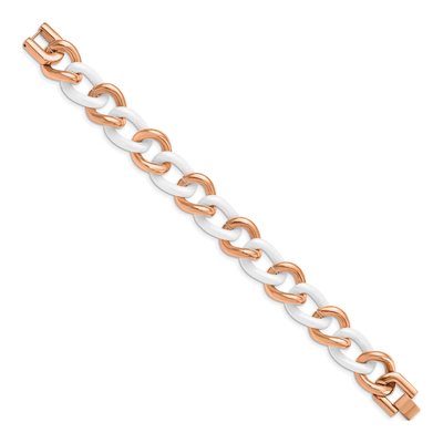 Stainless Steel IP Ceramic Curb Bracelet – view 3