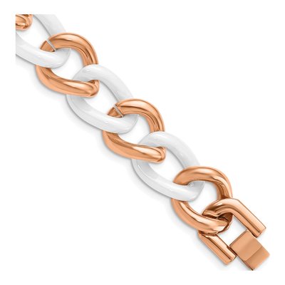 Stainless Steel IP Ceramic Curb Bracelet