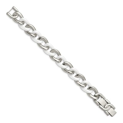 Stainless Steel Ceramic Curb Bracelet – view 4
