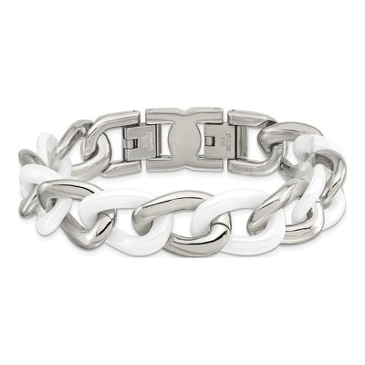 Stainless Steel Ceramic Curb Bracelet – view 5