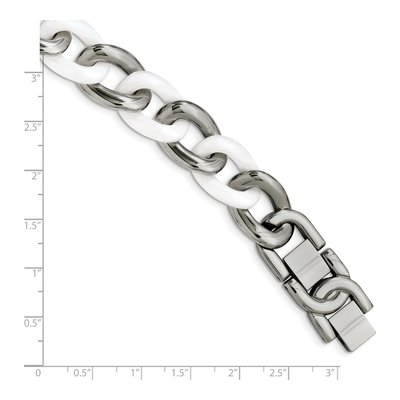 Stainless Steel Ceramic Curb Bracelet – view 6